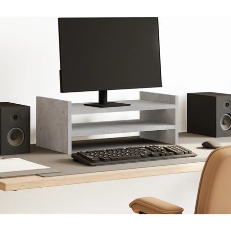 Monitorständer Betongrau 50x27x20 cm Holzwerkstoff