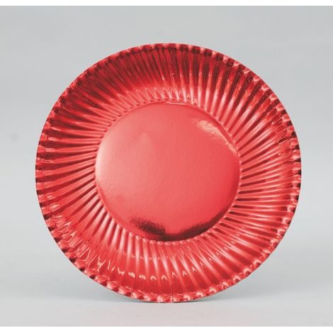 Set de 10 platos de papel rojos 24 cm