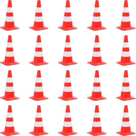 20 cônes de signalisation réfléchissants 50 cm en PE rouge et blanc pour extérieur - PANGIVO (1/5)