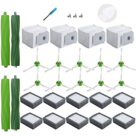 Ersatzteile für iRobot Roomba I3+ I4+ I6+ I7+ I7 Plus I8+, 4 Staubbeutel, 10 Filter, 10 Seitenbürsten, 2 Gummibürsten (1/4)