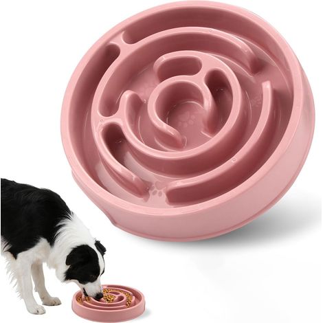 Gamelle anti-glouton pour chien et chat - Gamelle saine pour chiens de taille moyenne et petite - Gamelle anti-glouton avec antidérapante (rose) (1/5)