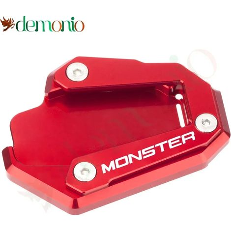 (Monster-Red) Accessoires moto compatibles avec Ducati Monster 1200, Monster 1200R/S et Monster 821 : rehausseur de béquille latérale, plaque d'extension de béquille Maxpower (1/4)