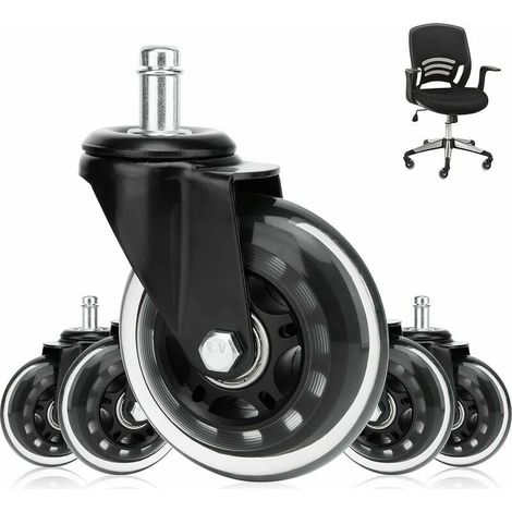 Leise Bürostuhlrollen, 5er-Pack Bürostuhlrollen, 360°-Drehung, Universal-Lenkrollen 11 mm x 22 mm, roll- und abriebfest (1/4)