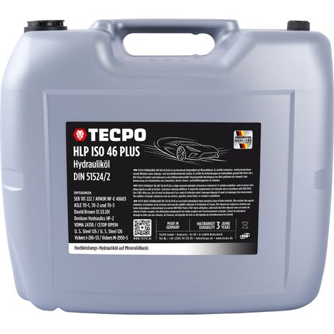 TECPO Hydrauliköl 20 Liter HLP 46 ISO VG Viskosität Hydraulikoel Hydraulikflüssigkeit Hydraulikfluid für Hochleistung Hochdruck