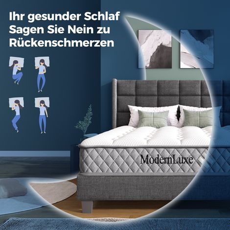 Matelas orthopédique 160x200 cm, mousse froide et ressorts ensachés 7 zones, fermeté H3 mi-ferme, certifié OEKO-TEX®, épaisseur 20 cm, poignées intégrées, livré sous vide. (1/5)
