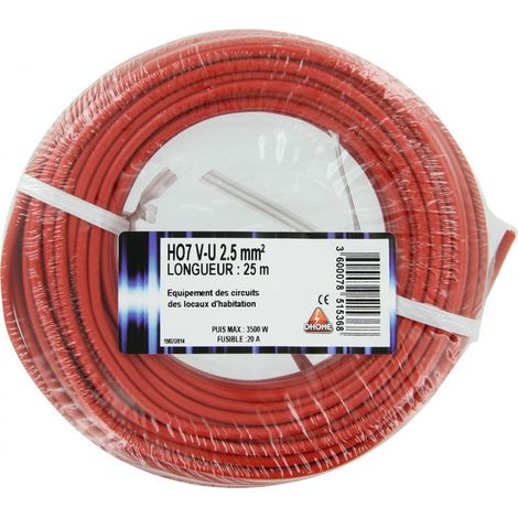 Erdkabel H07 V-U 2,5 mm² 25 Rot