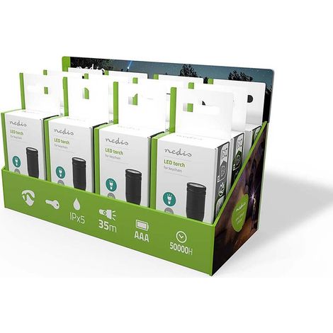 Nedis Multipack LED-Taschenlampe / Batteriebetrieben / 1.5 V DC / 3 W / 1x AAA/LR03 / Nennlichtstrom: 100 lm / Lichtbereich: 35 m / Strahlungswinkel: 10 ° - 12 Stück
