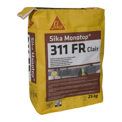 Mortier de réparation fibré Sika Monotop 311 FR clair – R3 prêt à gâcher – Pour béton armé – Sac de 25 kg (1/2)