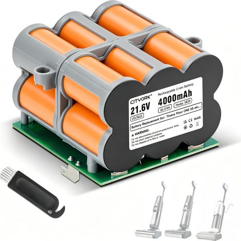 21.6V/4000mah Aspirateur Laveur Batterie de Rechange pour Floor One S5 / S5 Pro/ S5 Pro 2 / S5 Smart / S5 Steam/ S5 Intelligent Battery- Longue durée(1 Batterie + 1 Pinceau + Ruban 3M) (1/5)