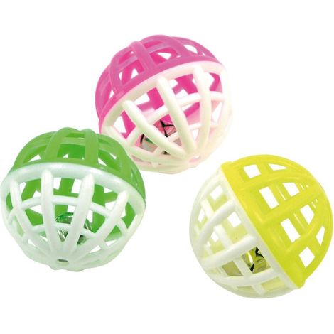 Lot de 3 Balles pour Chat "Grelot" 4cm Multicolore