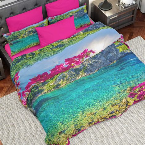 Housse de Couette, Lit (90x200), Paradise, Tissu 100% Satin Frais, 100% Made in Italy (1/5)