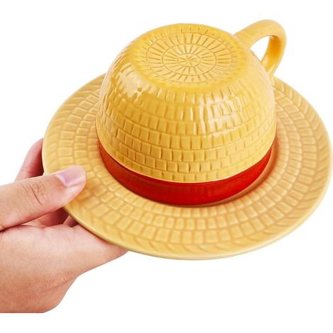 HACOCOLA - One Piece Keramik-Kaffeebecher, Ruffys Strohhut, Geschenkset für Anime-Fans (Ruffy) (1/5)