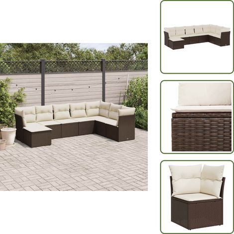 Salon de jardin 8 pcs avec coussins marron résine tressée - Salon De Jardin - Canapé Extérieur - Ensemble Salon De Jardin - Meuble De Jardin - Mobilier De Jardin (1/5)