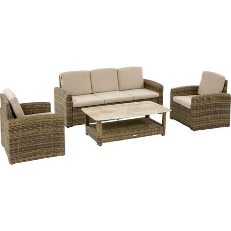 Set di mobili da giardino selenim 5 posti beige - Hespéride