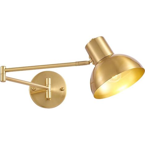 5W LED Indoor Wall Light, Adjustable Metal Long Arm Wall Lamp, 3000 K, Warm White, Modern Simple Swinging Arm Wall Light for Bedroom, Living Room, Stairs, Corridor, Gold (1/5)