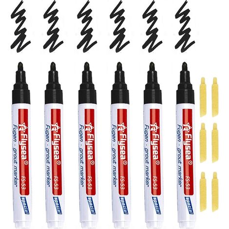 Grout Pen for Grout Tile Grout Pens Restorative Grouting Pen Repair Marker Wall Bathroom Kitchen – Black (1/5)