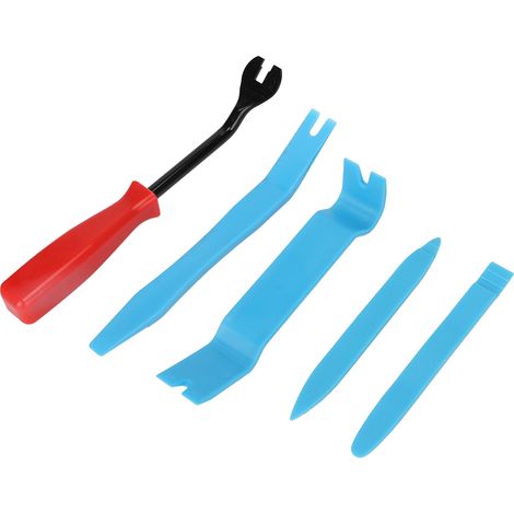 Kit d'outils 5 en 1 pour le démontage et l'installation de l'autoradio, des panneaux de carrosserie, des garnitures et du tableau de bord. (1/5)