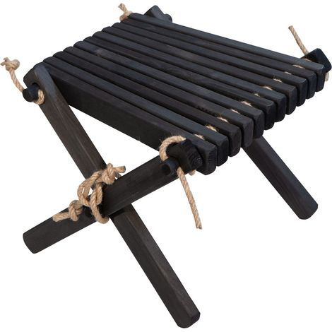 Abstelltisch, Beistelltisch, Klapphocker 54 x 49 x 45cm - Schwarz (Kiefer)