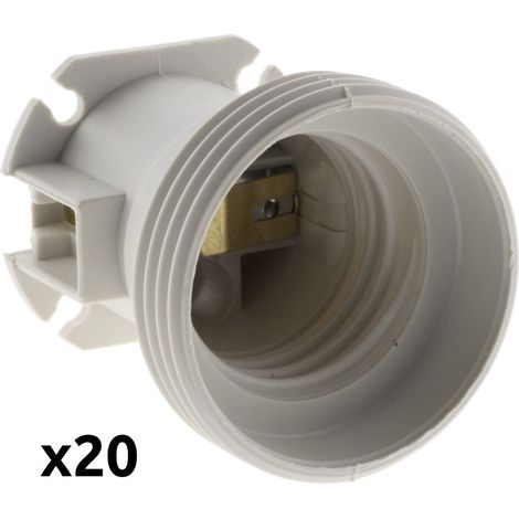 Zenitech – Lot de 20 douilles de chantier E27 sans bague – Culot E27 pour installations temporaires – Matériau résistant pour usage intensif