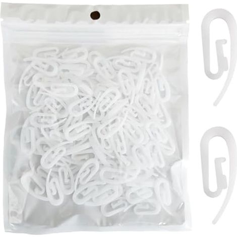 Crochets de rideau en plastique blanc pour porte et fenêtre, crochets pour ruban de tête de rideau (lot de 105, 2,8 x 1,2 cm) (1/5)
