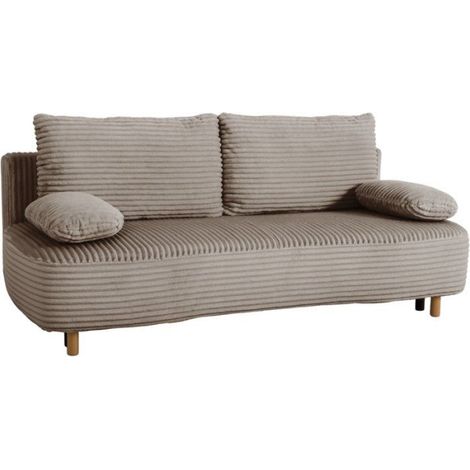 Canapé convertible - 3 places - PYLA - Tissu velours Marron glacé - Coffre - 203 x 95 x 89 cm (1/5)