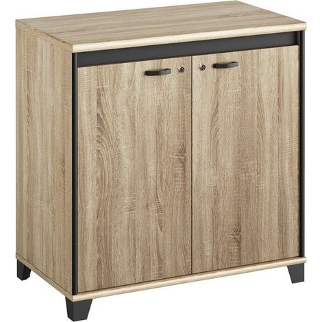 Mambo rangement bas 2 portes effet bois chêne noir (1/3)