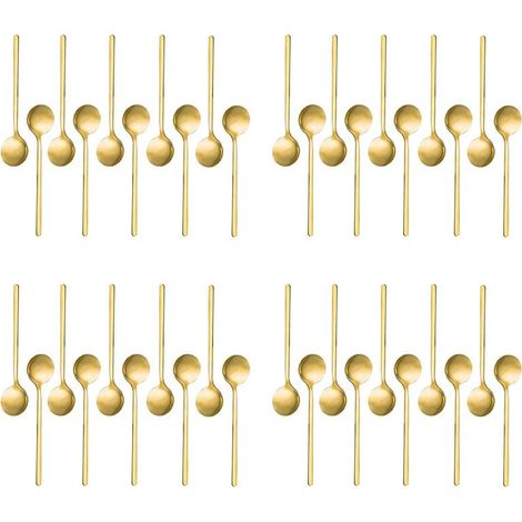 Cucharas de café de acero inoxidable de 40 piezas para espresso, azúcar, postre, pastel, helado, sopa y antipasto (dorado) (1/4)