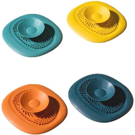 Filtre éviers silicone - 4 pcs - Protection drain ventouse pour cheveux baignoire douche cuisine - Accessoire Aucunely (1/5)