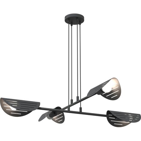 Lampadario Moderno 4 Luci Saber A Bracci In Acciaio Nero (1/5)