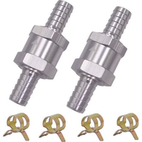 2 Pièces Clapet Anti-Retour 6MM Valve de Carburant en Alliage d'Aluminium Non Retour Clapet Anti-Retour pour Essence Diesel Carburateur Systèmes de Carburant à Basse Pression (6MM) (1/4)