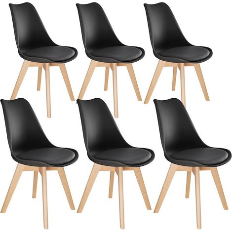 Ensemble de 6 Chaises de Salle à Manger, Élégance Scandinave avec Pieds en Bois Massif, Design Moderne en Noir (1/5)