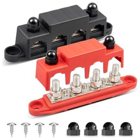 Bloc de distribution de jeu de barres 150 A 12 V-48 V CC, barre de distribution avec 4 boulons de borne M8 et 3 boulons M4 pour système électrique de voiture, marine, camping-car, camion, bloc de dist