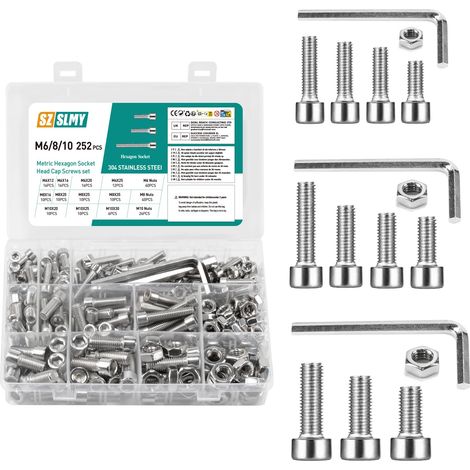 Lot de 252 écrous à tête cylindrique hexagonale M6M8M10 (1/5)