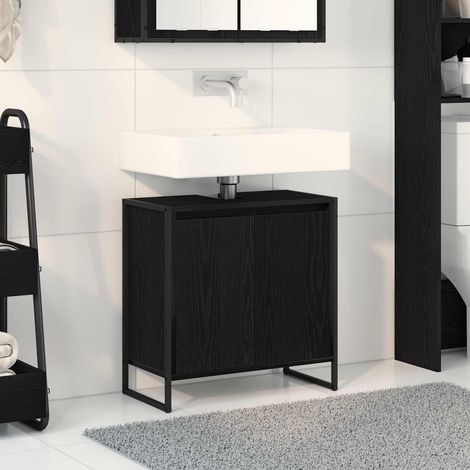 Badezimmerschrank mit Tür Schwarz Eichen-Optik 60 x 30 x 60 cm