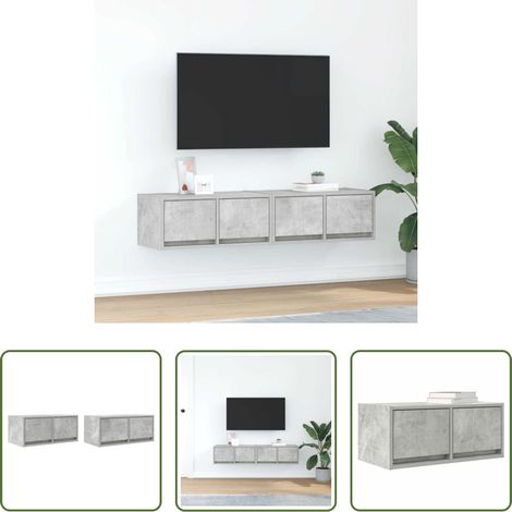 Armoire tv - Meubles TV 2 pcs gris béton 60x31x25,5 cm bois d'ingénierie (1/5)
