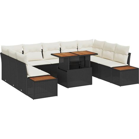 Garden Sofa Set 10 pcs Black and Beige vidaXL (1/5)