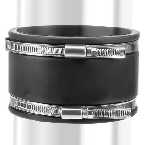 1 flexible Stahlhülsenschelle, Durchmesser 150 mm, schwarzes Gummi, für runde Rohrlüftungssysteme (1/5)