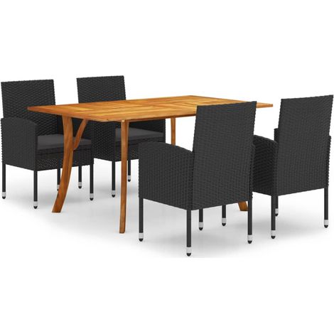 Juego de comedor para jardín de 5 piezas negro vidaXL (1/5)