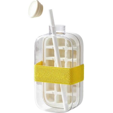 Eiswasserflasche mit Strohhalm, 2-in-1, tragbar, weiß (1/5)