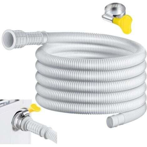 Flexible Drain Hose for Air Conditioner and Dehumidifier - 1m with Cuttable Rubber Adapter Clamp