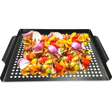 Plaque De Cuisson Rectangulaire - 41x28 5 Cm - Perforée Pour Égouttage Et Filtrage - Revêtement Antiadhésif Sans Danger Alimentaire - 1 Pièce