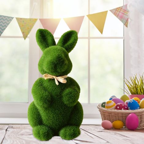 Lapin en mousse artificielle, statue de jardin légère et résistante, décoration animale pour bureau et placard. (1/4)