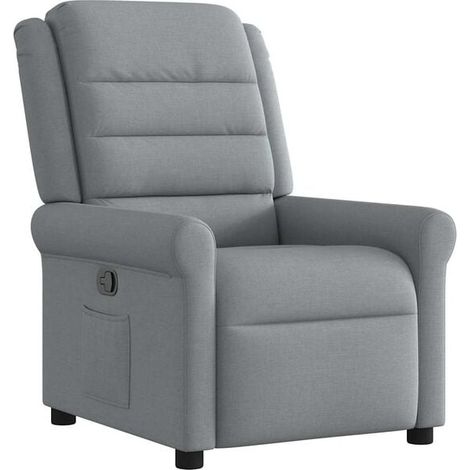Chaise longue en tissu, modèle relax avec dossier réglable, couleur gris clair, idéale pour salon, chambre ou extérieur (1/5)