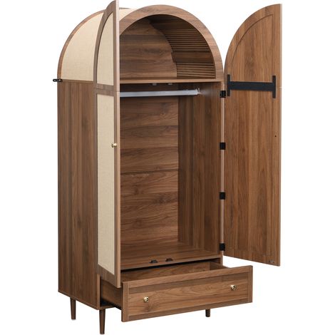 Armario ropero con cajones, MDF, efecto madera, puertas de tela, 79 x 50 x 175 cm (1/5)