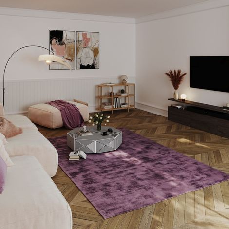 Tapis en viscose Symphony - Viskosetapis - 290x190cm, Rectangular - 100% Viscose - Tissé main - Violet clair