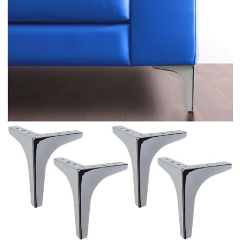 Pieds de Meuble et Canapé modèle Meta - Lot de 4 Pieds en Métal - Pieds au Élégante Design pour Fauteuils et Armoires - Couleur Chromé - Hauteur 130 mm (1/5)