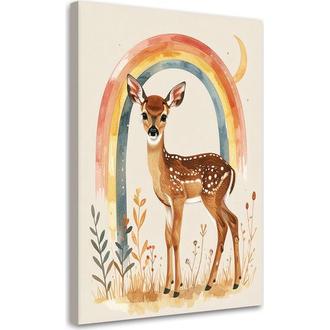 Image sur Toile, Faon arc-en-ciel animaux de la forêt,20x30 (1/4)