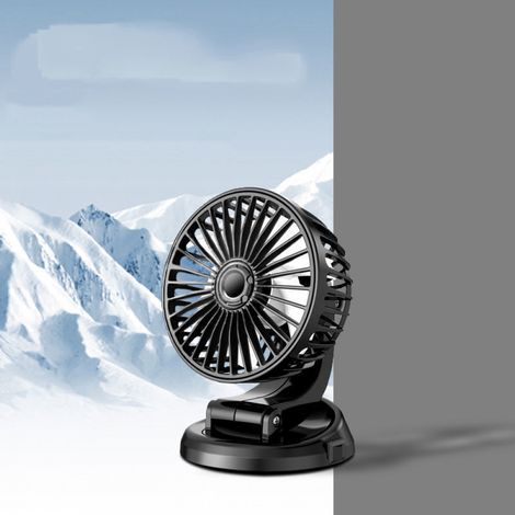 Ventilador de coche de doble cabezal de 5 V, ventilador para vehículos con alimentación USB, rotación de 360 grados, ventilador de refrigeración para SUV, autocaravanas, barcos y otros vehículos. (1/5)