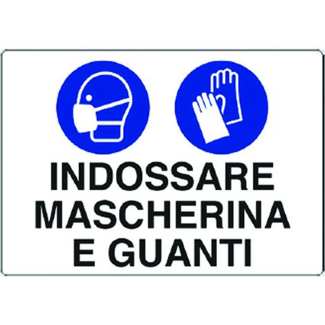 Cartello indossare mascherina e guanti - cm.30x20h. in plastica - 10 pz