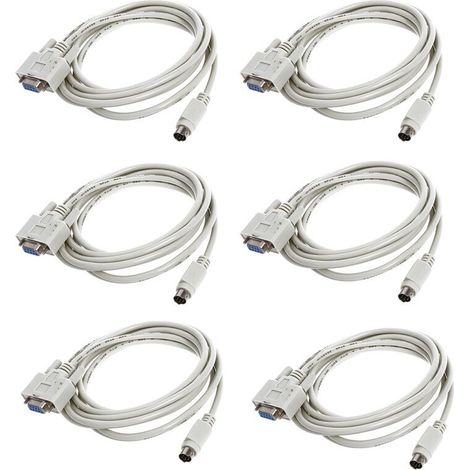 Convient pour câble de téléchargement 6X DB9P A 8P DIN RS232, blanc, 8,2 pieds, pour PLC DVP-EH. (1/4)